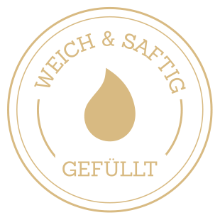 Produktlabel "weich & saftig gefüllt"